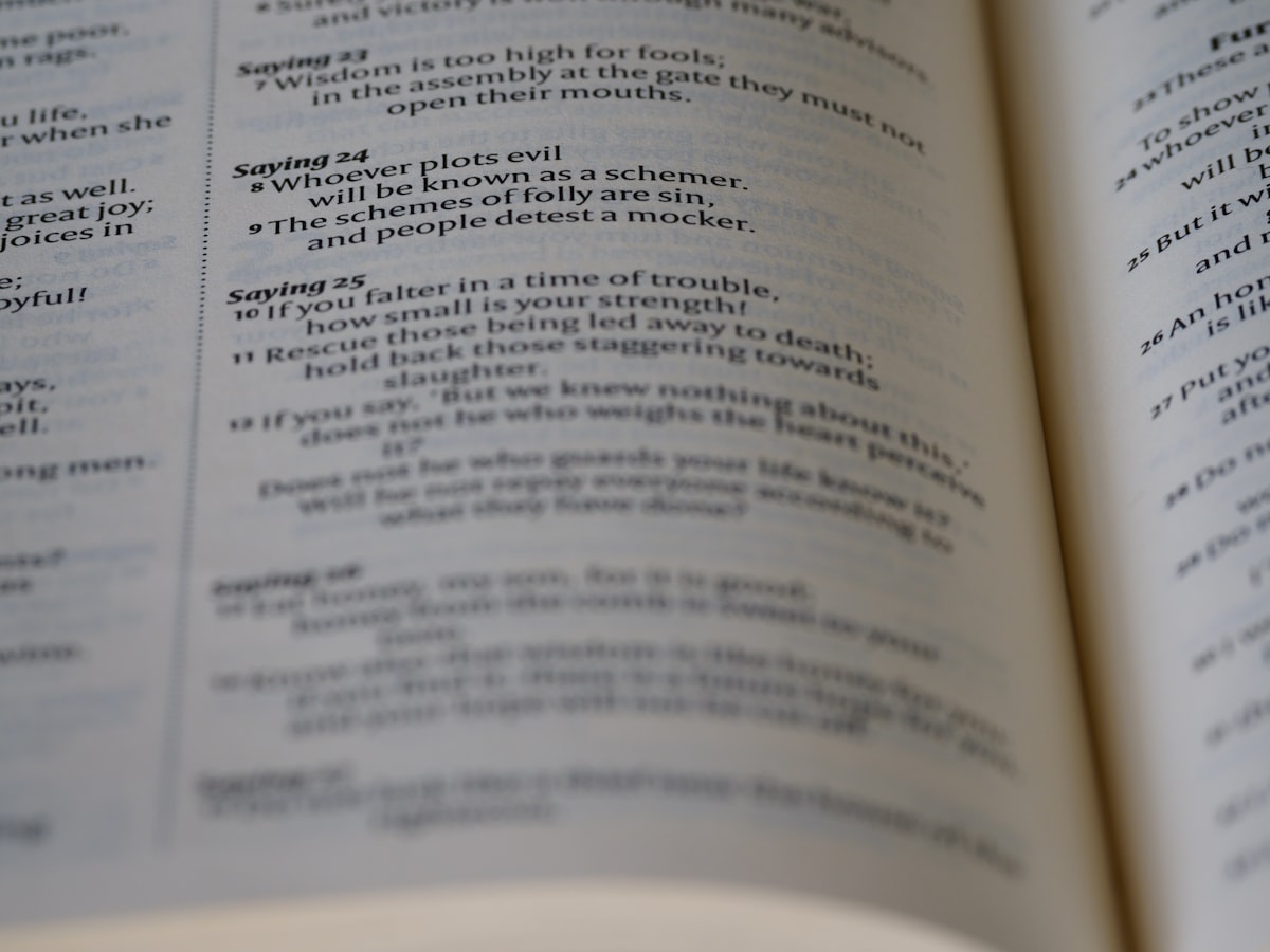 an open book with text